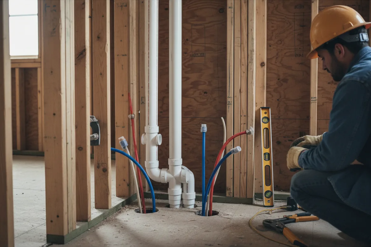 Drain and supply rough-in during Drain Cleaning in Cedar Knolls