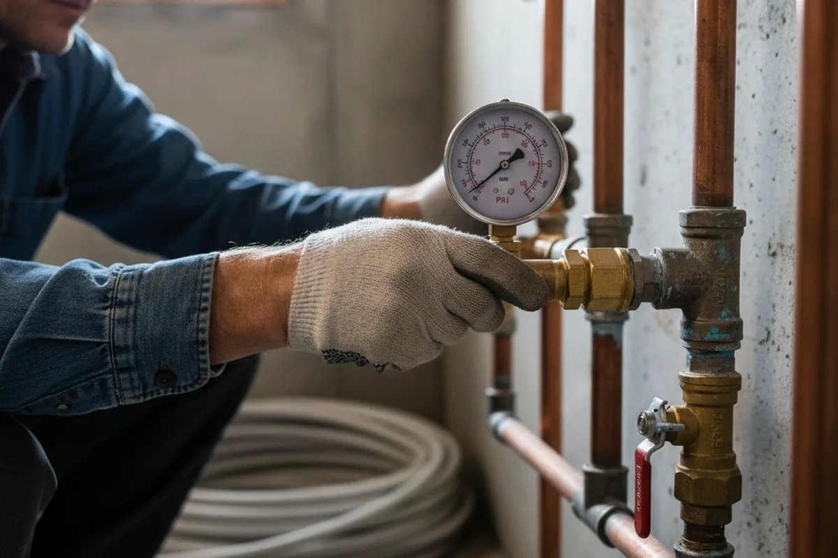 Pressure testing a repaired line during Water Line Repair in Cedar Knolls